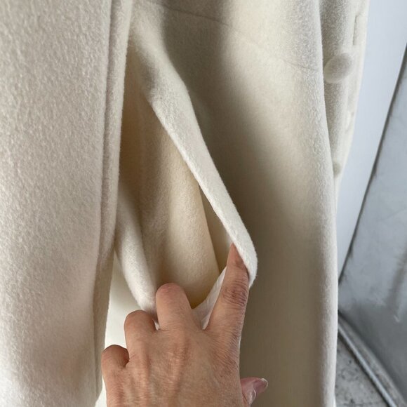 NWT Sofia Tsereteli Redingote Fit Flare Coat Virgin Wool Cashmere Ivory 16/18 - Picture 8 of 14